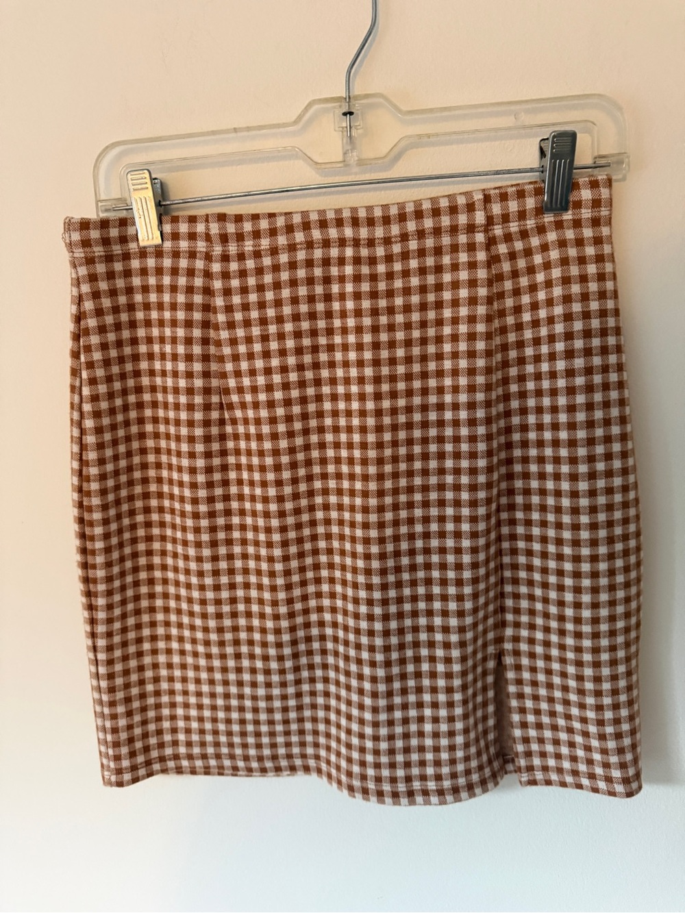 Forever 21 Brown and White Gingham Mini Skirt